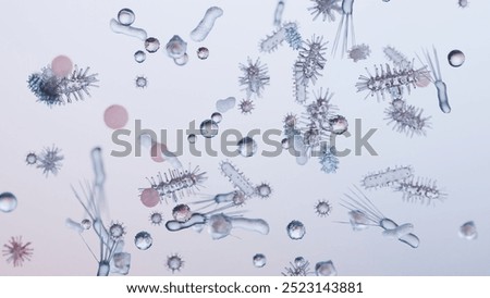 Different types of virus and bacteria and microbe and germs set, Microbiology organism, biology microorganism infection, Types of pathogens, Illness or disease cells, Pathogenic, vein, 3d render