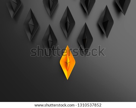 Different, unique and standing out of the crowd origami paper boat. 3D Illustration