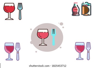 Different Wine glasses  with fork  an illustration image  - Powered by Shutterstock