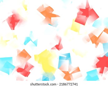 Differently Placed Red, Blue, Yellow, Orange Abstract Cubes On A Light Background