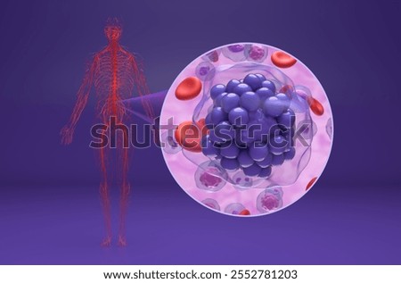 Diffuse large B-cell lymphoma (DLBCL) - isometric view 3d illustration
