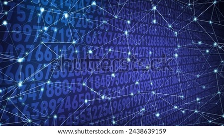 Digit counting and connected lines exploring numerical code sequence in data science background