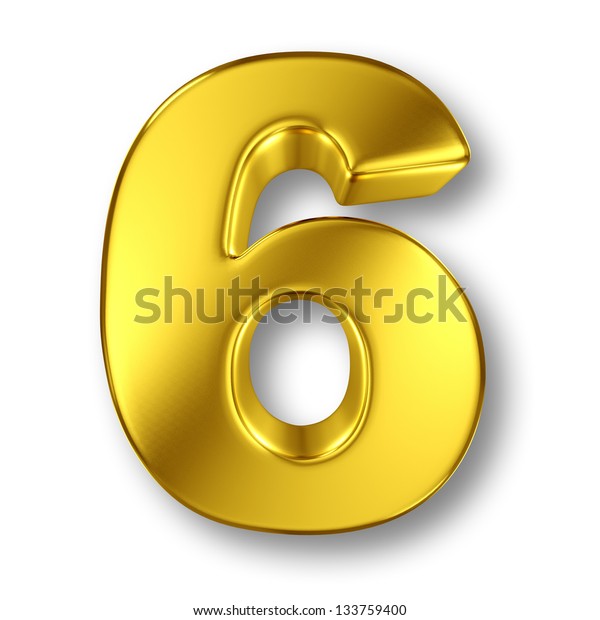 Digit Number 6 Gold Metal On Stock Illustration 133759400