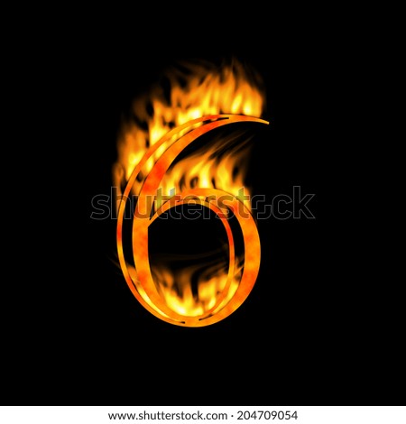 Digit Number 6 Six Fire Alphabet Stock Illustration 204709054 ...