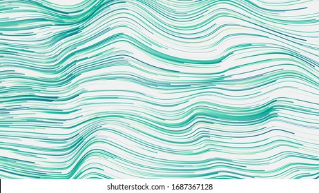 Digital Abstract Background Of Wavy Lines As Ambient Pattern. Clean And Minimal Green Lines