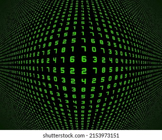 digital abstract number technology background in security concept, illustration 3d render