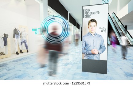 Digital Advertisiment In Shopping Mall Mockup 3d Rendering