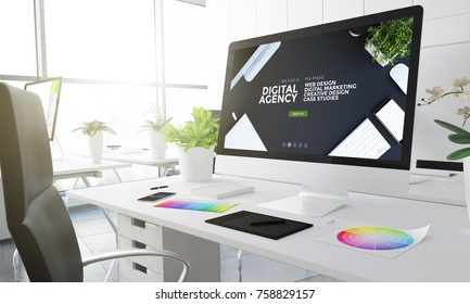 Digital Agency Design Studio 3d Rendering