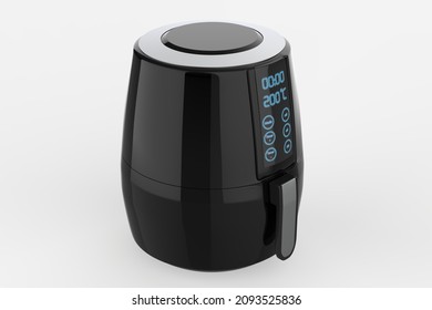 Digital Air Fryers Hot Air Fryer Adjustable Temperature Control 30 Minute Timer With 8 Preset Menus Auto Shut Off Nonstick Tray 1400W Air Fryer Black. 3d Illustration