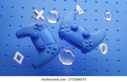 Digital Art of Blue Gamepad Background 3D Rendering - Powered by Shutterstock