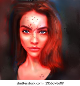 Digital Art Woman Fierce Eyes