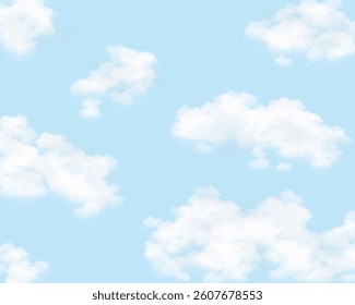 Digital Artwork - White Clouds on Blue Sky