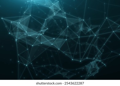 A digital background with a dark teal background, featuring a geometric, wireframe style. The background is futuristic and tech-inspired. Abstract network grid digital technology background