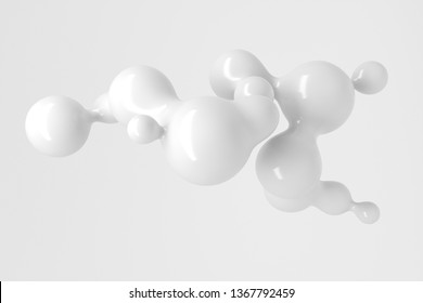 Digital background of flying overflowing into each other shiny spheres 3D illustration