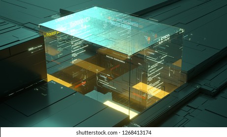 Digital Background Loop With Abstract Data Representation 3D Rendering
