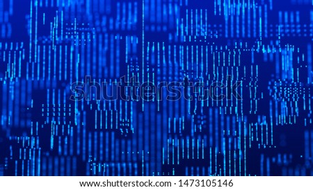 Digital background whith matrix. Blue technology background of many particles. 3d rendering.
