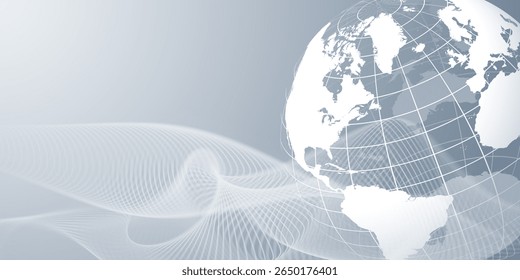 Digital background with world map. Wide angle visual for banners or advertisements.