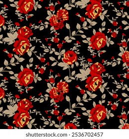 digital beautiful colorful pattern allover repeat design with elegant sophisticate flowers and leaves illustration textile shirt print art background texture boder  - Powered by Shutterstock