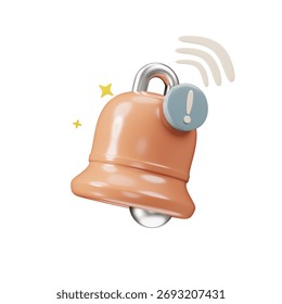 A digital bell icon with alert notification, suitable for app alerts, notifications, and user engagement prompts.