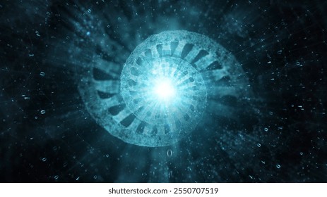 Digital binary data with dna double helix chain illustration.