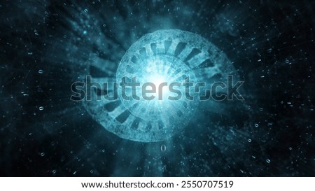 Digital binary data with dna double helix chain illustration.