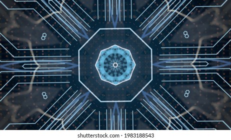 Digital Binary Data Shown In Artistic Kaleidoscope Interpretation.