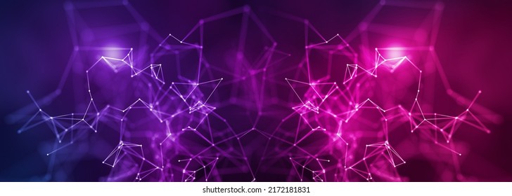 Digital blue background with dots and lines. Digital plexus background. Big data visualization. Network connection structure. 3D rendering.