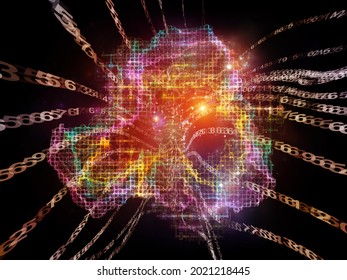 Digital Bottleneck. 3D Illustration Of Number Streams, Fractal Grids And Light On Subject Of Information Processing, Data Streams And Modern Technologies.