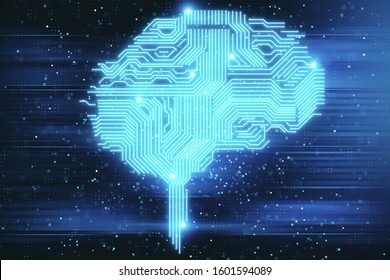 Digital Brain Background. Artifical Intelligence And Science Concept. 3D Rendering