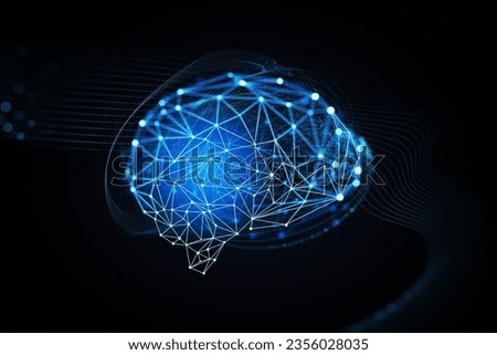 Digital brain creative icon on black background. Digital connection and network concept.