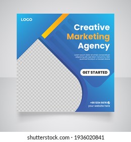 Digital Business Marketing Corporate Agency Social Media Ads Post And Fully Editable Vector Web Banner Template.