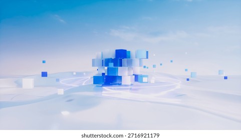 Digital Business Solution with AI and Data Infrastructure concept. 3d rendering
