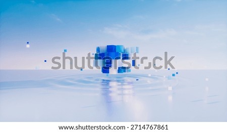 Digital Business Solution with AI and Data Infrastructure concept. 3d rendering