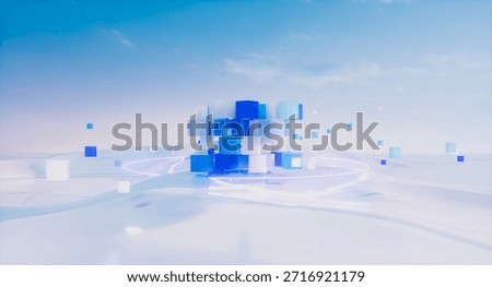 Digital Business Solution with AI and Data Infrastructure concept. 3d rendering