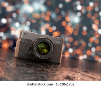 Digital Camera with Light Bokeh Soft Focus, 3D Rendering