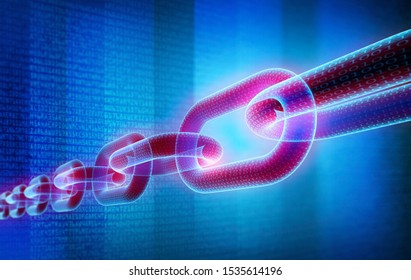 Digital chain - Blockchain technology concept - 3D illustration