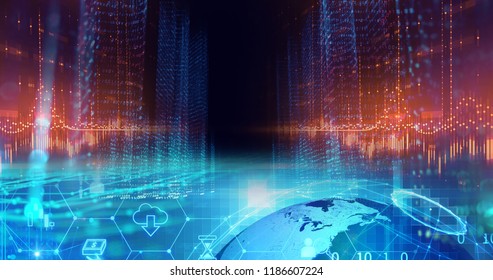 Digital City Scape With Digit Number Elements Illustration ,concept Of Smart City And Digital 
Transformation
