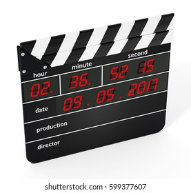 Digital Clapboard Isolated On White Background. 3D Illustration.