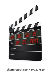 Digital Clapboard Isolated On White Background. 3D Illustration.