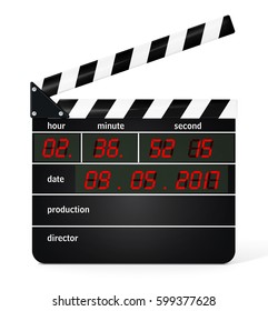 Digital Clapboard Isolated On White Background. 3D Illustration.