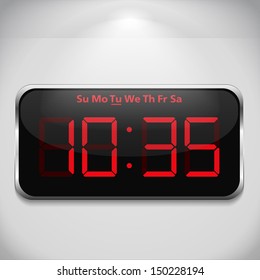 Digital Clock On Gray Wall