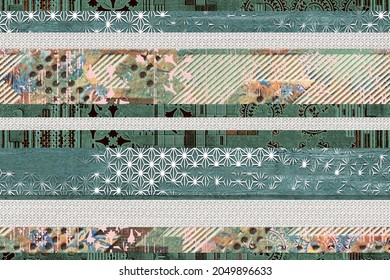 Digital colorful wall tile design for washroom and kitchen. Marble seamless background with geometric shapes, monogram floral ornament. Template for textile, apparel, card, invitation, wedding etc - Powered by Shutterstock