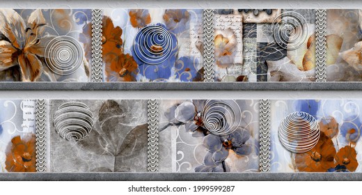 Digital colourful wall tiles and abstract wallpapers designs with different pattern for kitchen, bathroom and living room multi Coloured wall tiles Decor For home, glass design, web page background.