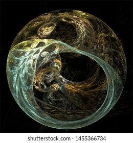 Digital computer fractal art abstract fractals bright hollow sphere 