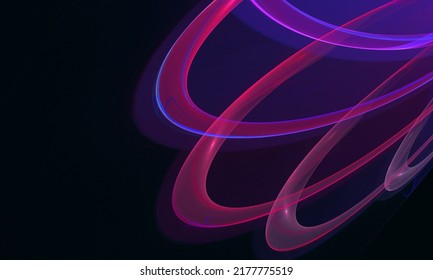 Digital Cosmic Blue Violet 3d Ornament, Orbits Motive Or Galactic Decoration. Creative Artistic Space. Symbolic Glowing Shape Of Petals. Great As Backdrop, Cover Print For Electronics, Television.