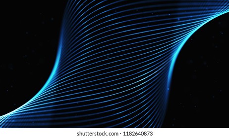 Digital Curve Structure With Particles In A Cyber Space. Abstract Spiral Texture.