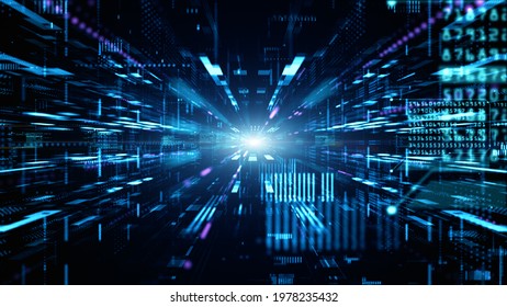 Digital cyberspace and digital data network connections concept. Future technology digital abstract background concept. 3d rendering