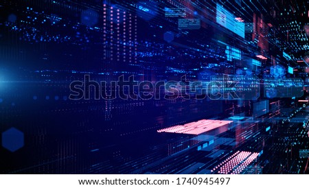 Digital cyberspace and data network connections. Transfer digital data high-speed internet. Technology digital data in the future background concept.