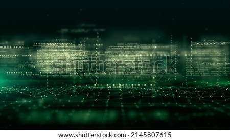 Digital Cyberspace and Digital Data Network Connections. High Speed Connection and Big Data Analysis, Technology Environment Digital Matrix Abstract Background. 3d Rendering