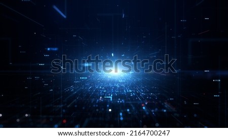 Digital cyberspace and digital data network connections. Digital data hi-speed internet and blockchain connection, Future technology abstract background concept. 3d rendering